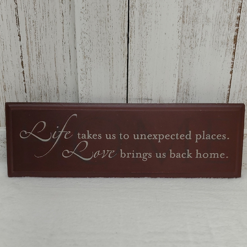 LIFE & LOVE Wood Sign Inspirational Quote Wood Plaque Home Decor